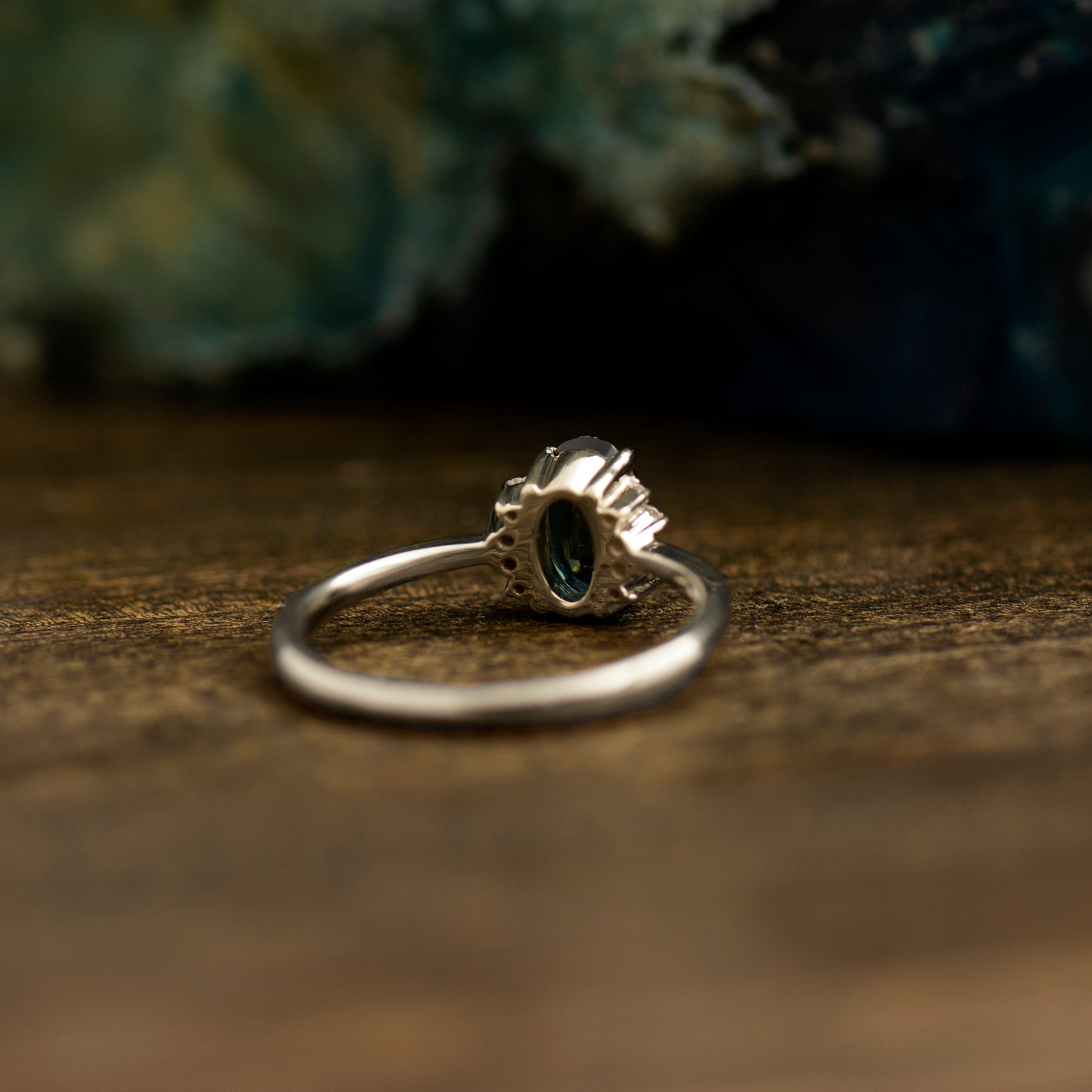 Teal Sapphire Engagement Ring