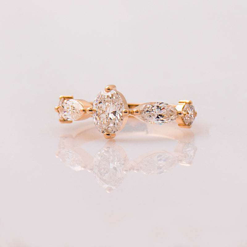 The Crown Ring - Oval Marquise & Round
