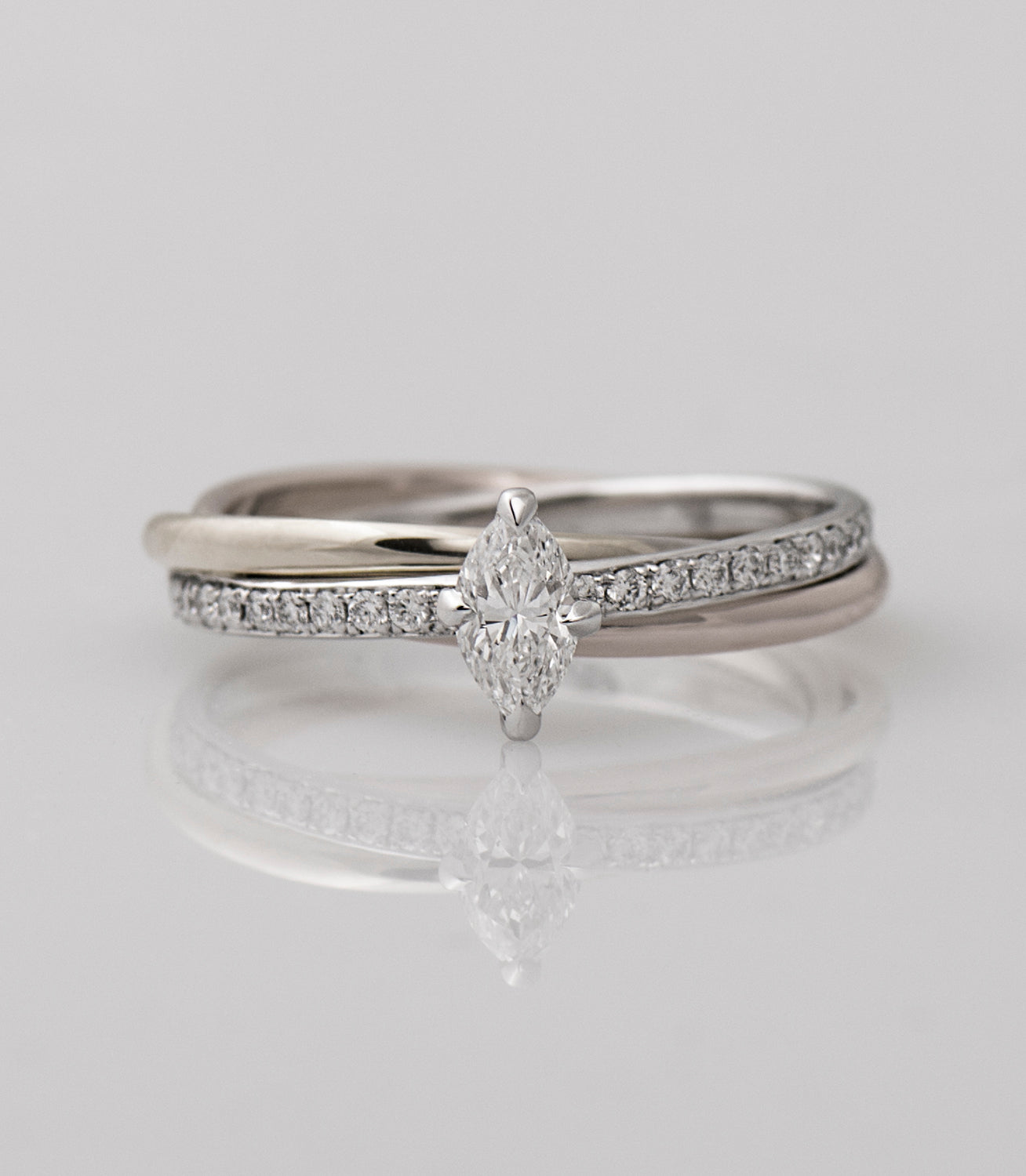 Marquise Diamond Three Tone Ring