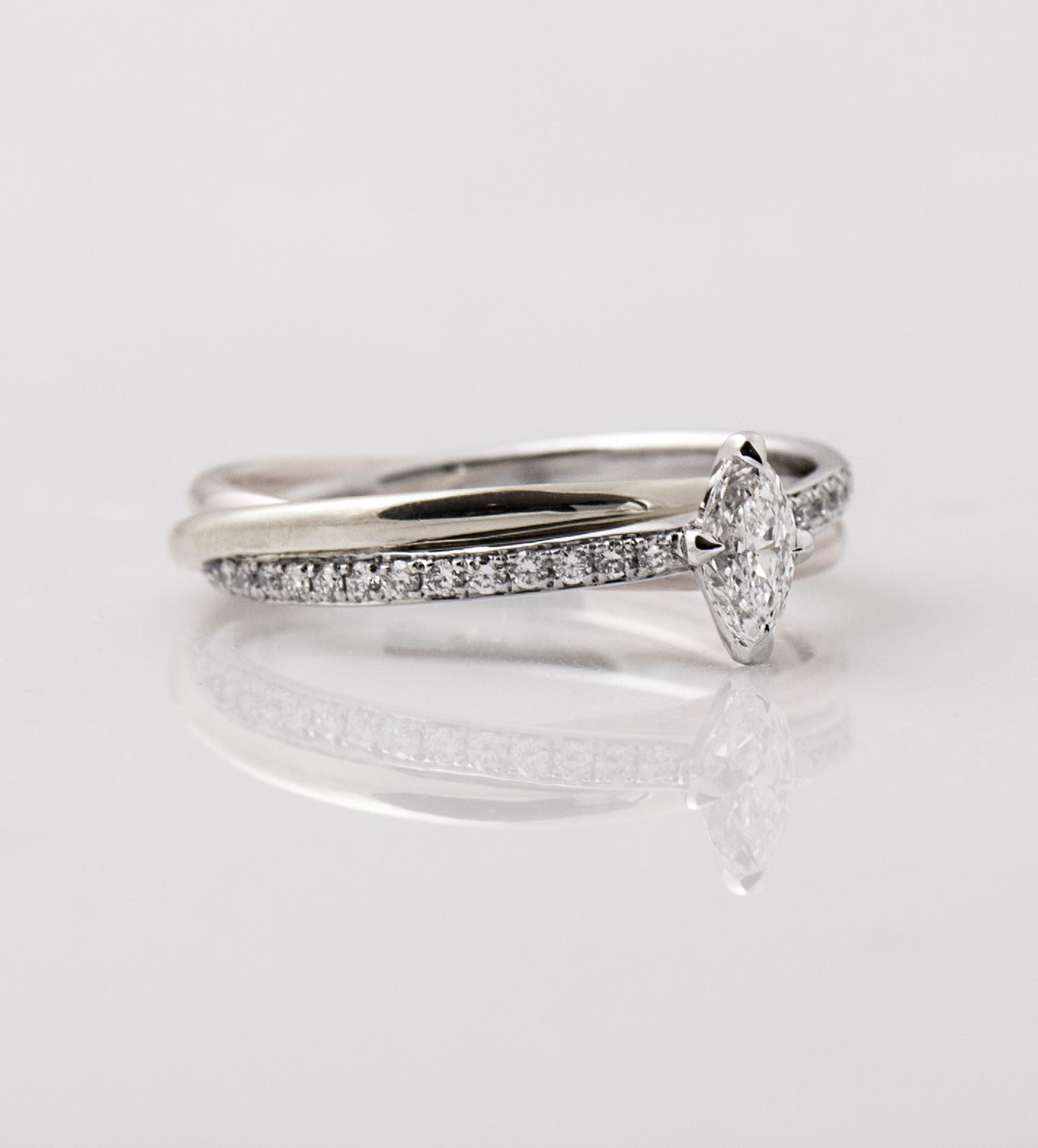 Marquise Diamond Three Tone Ring