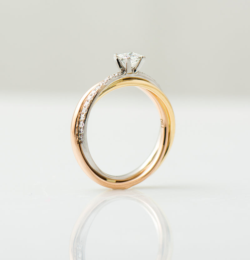 Princess Diamond Three Tone Ring