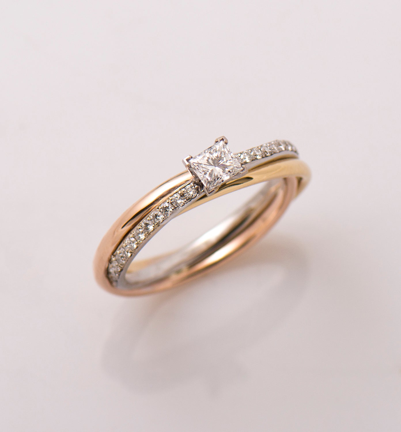 Princess Diamond Three Tone Ring