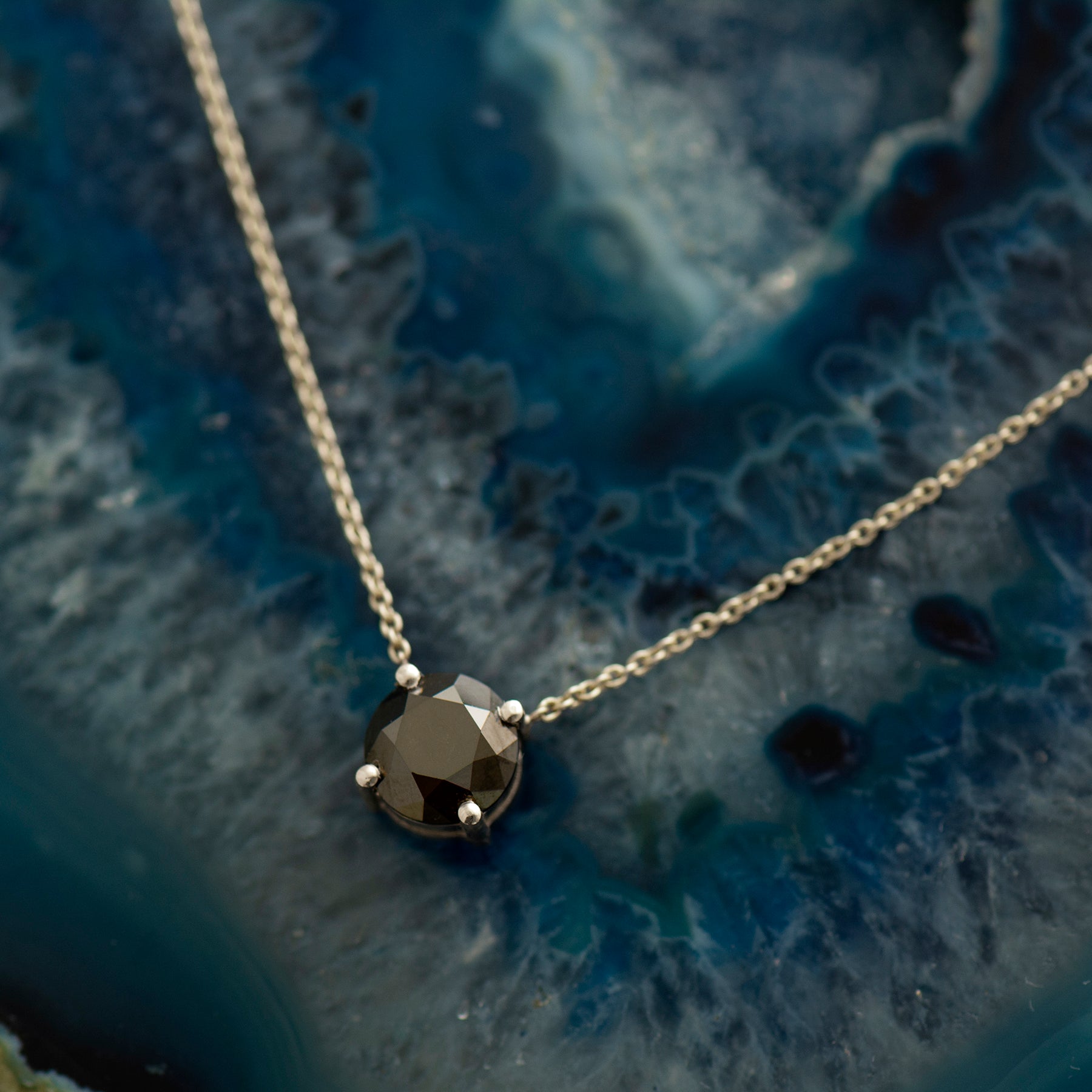 Black Diamond Solitaire Necklace