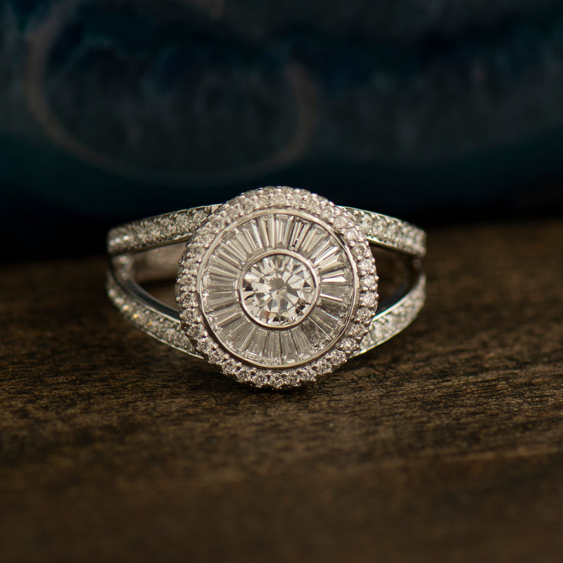 Lyra | 18K Rose Gold halo style engagement ring | Taylor & Hart