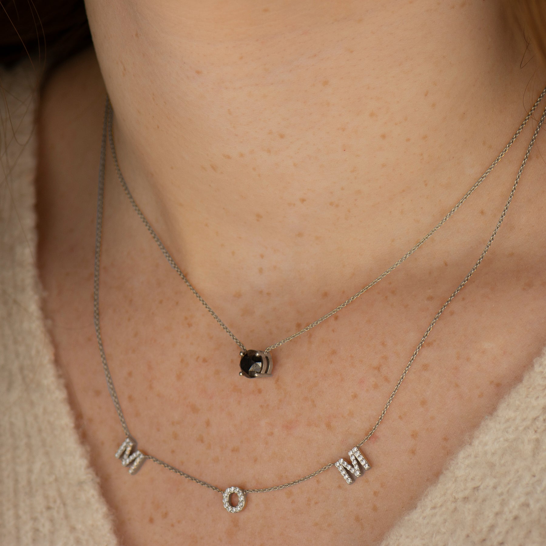 Black Diamond Solitaire Necklace