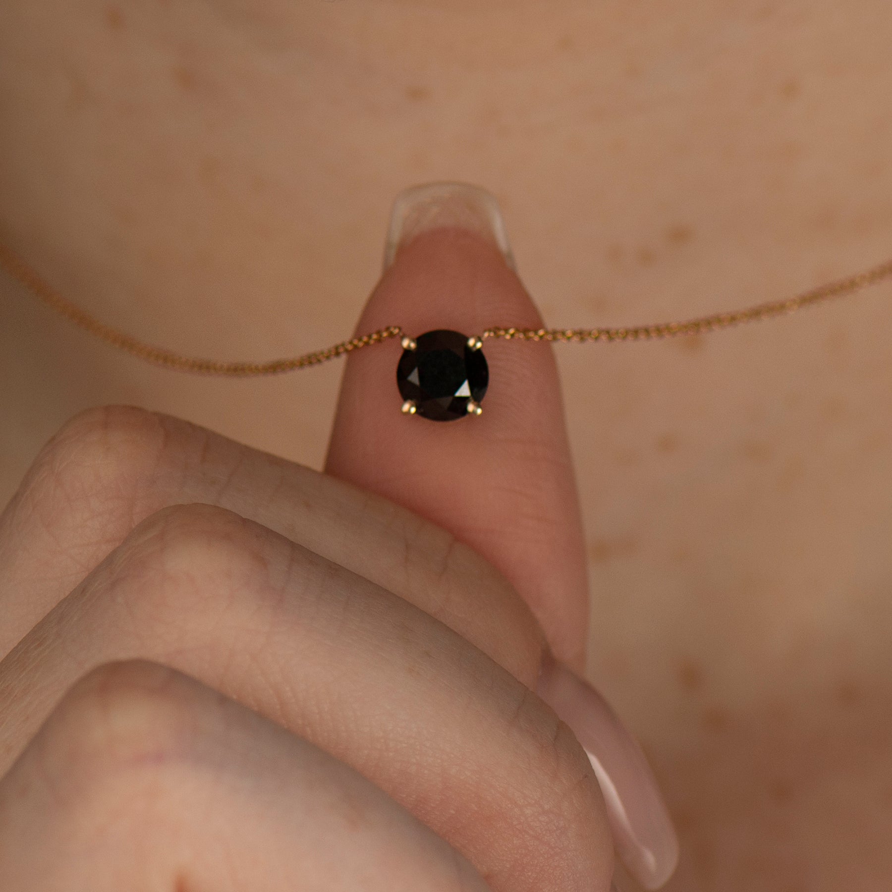 Black Diamond Solitaire Necklace