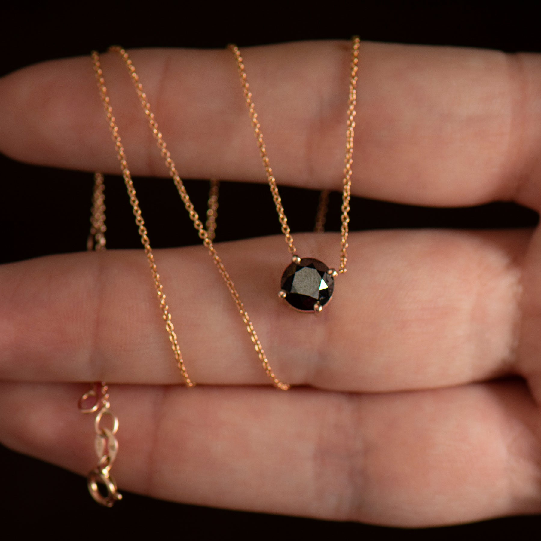 Black Diamond Solitaire Necklace