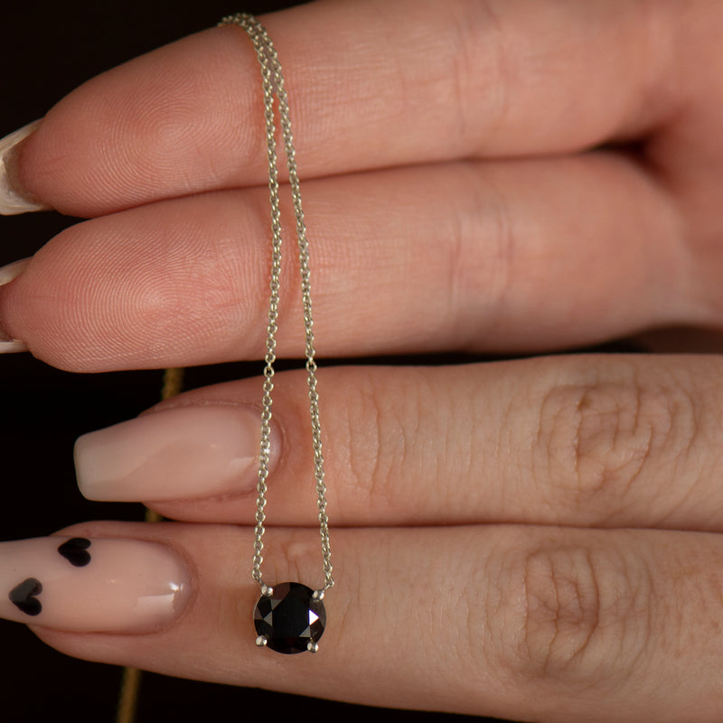 Black Diamond Solitaire Necklace