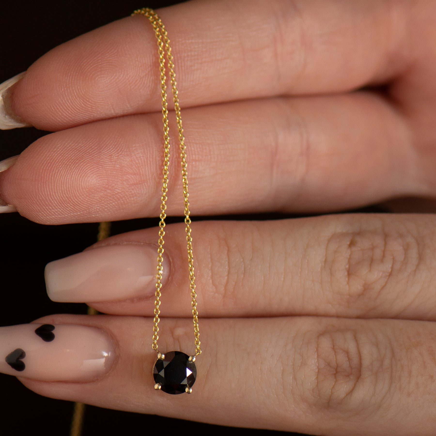 Black Diamond Solitaire Necklace