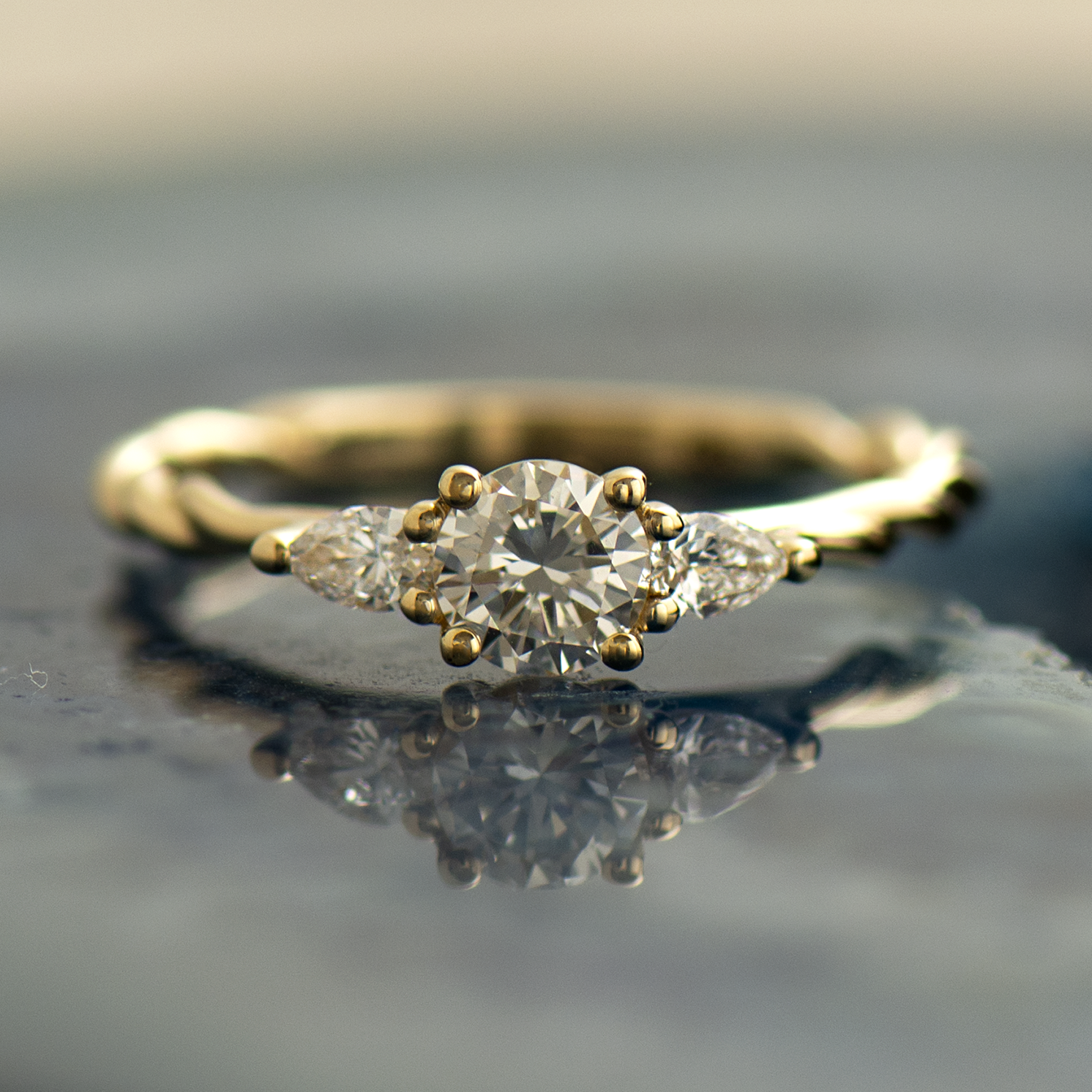 Braided Three Stone Ring