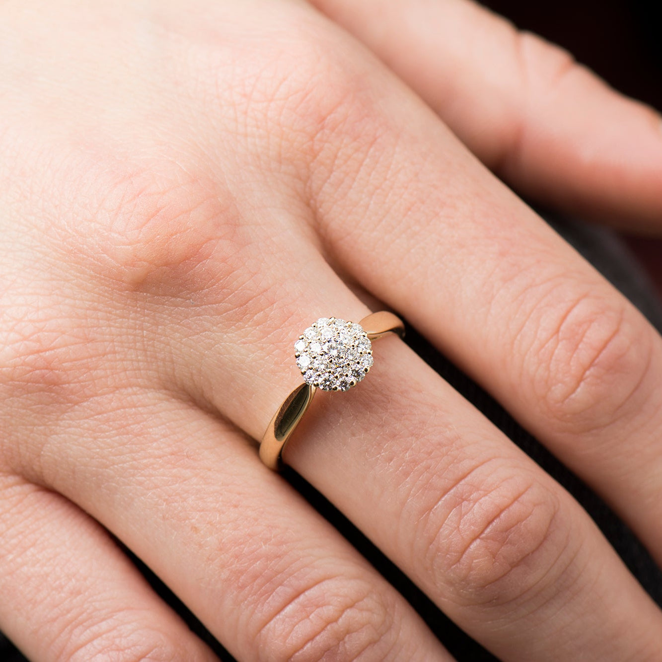 White Bursting Cluster Diamond Ring
