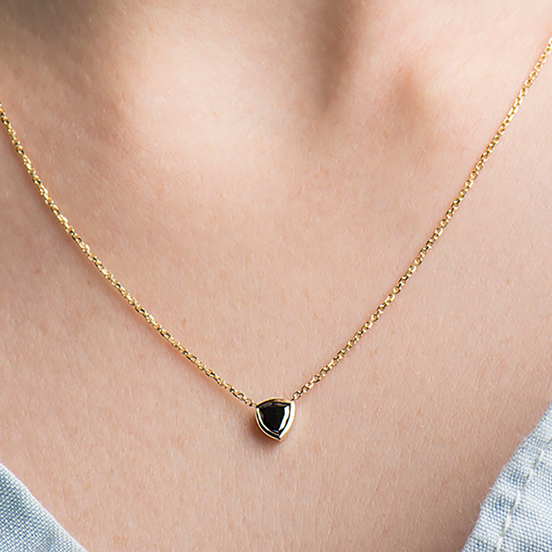 Black Diamond Trillion Necklace