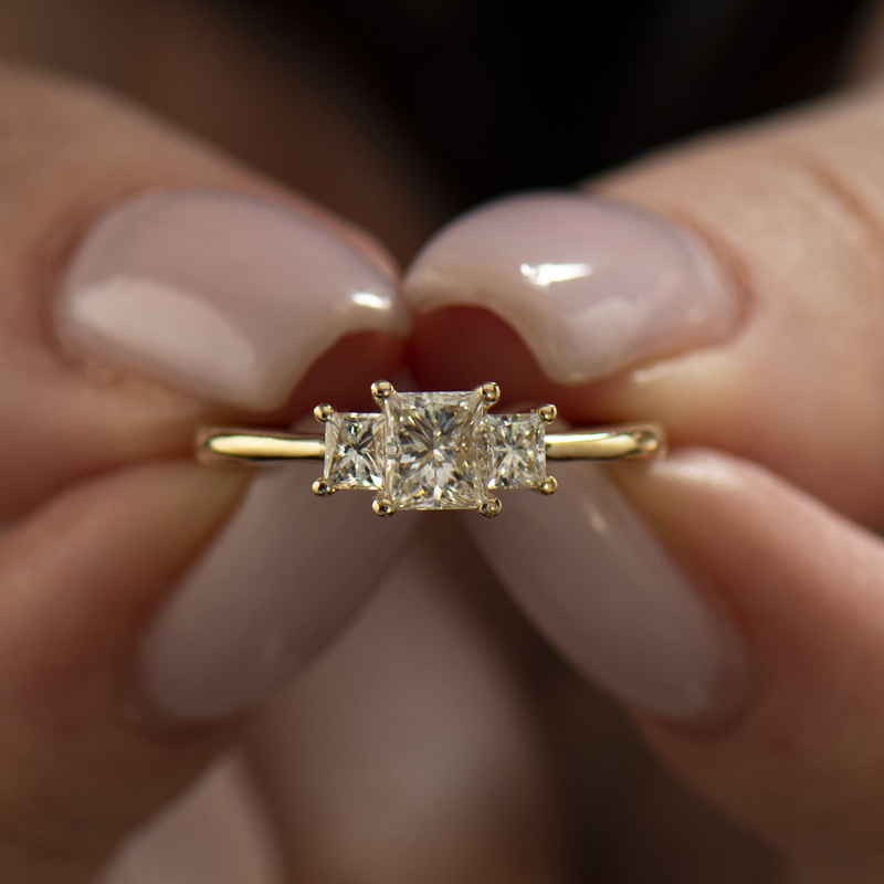 Three Stone Princess Diamond Ring