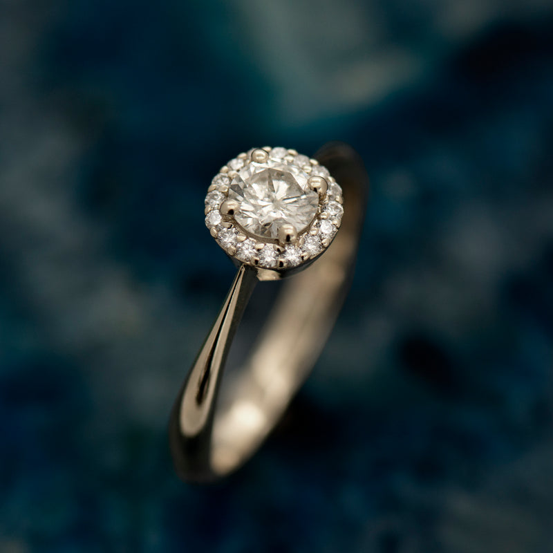Black Diamond Accent Flower Engagement Ring | Barkev's