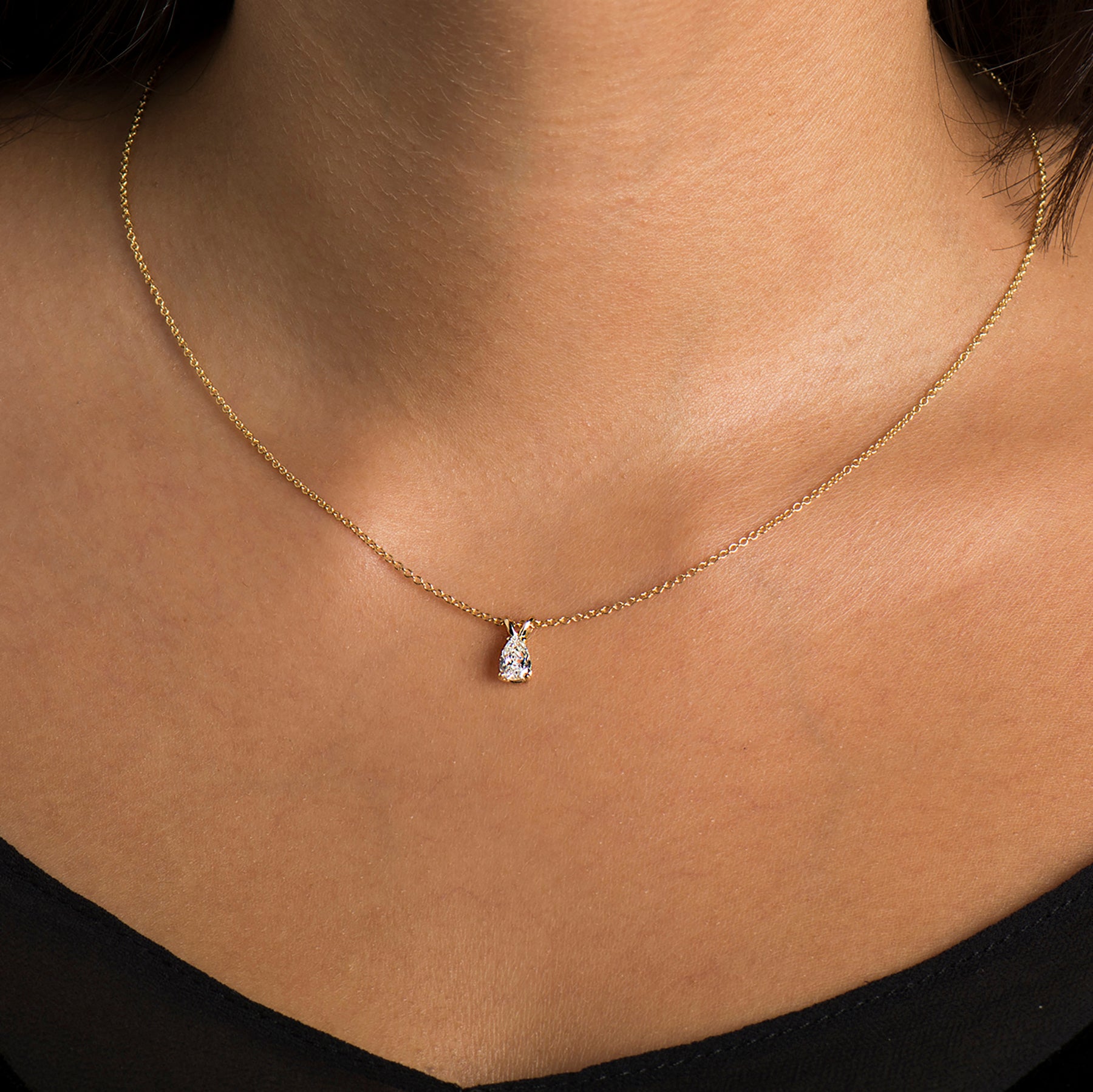 Classic Solitaire Pear Necklace