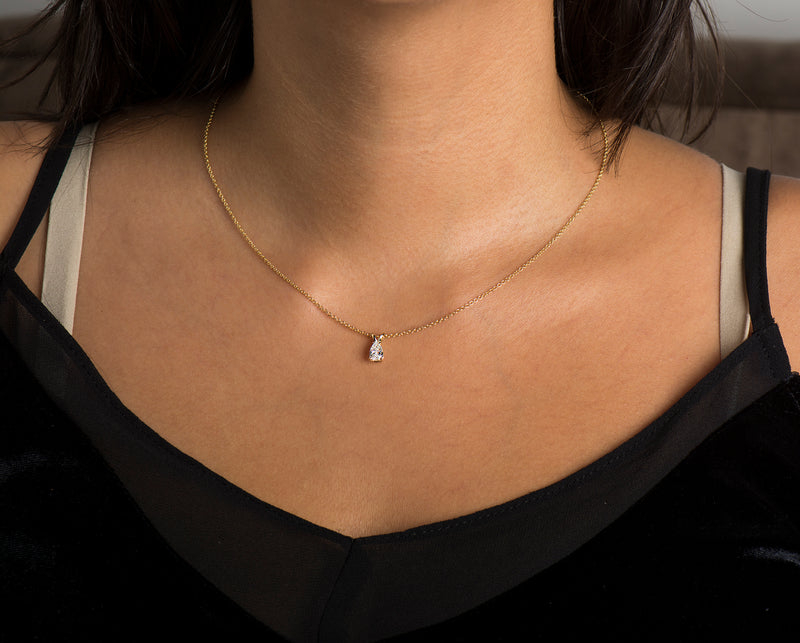Classic Solitaire Pear Necklace