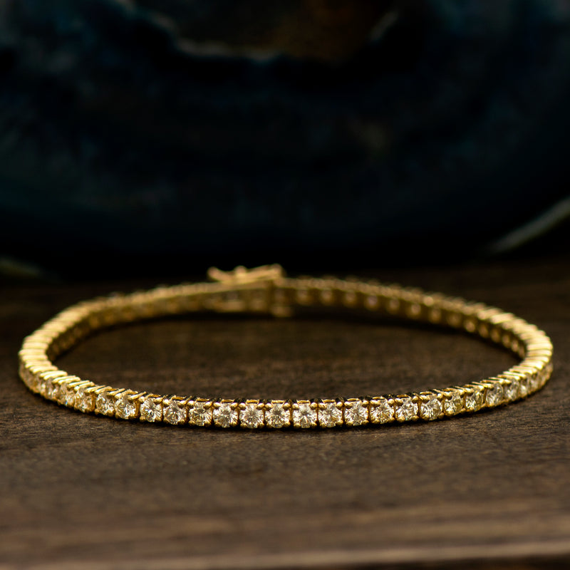 5 Carats Total Weight Diamond Bezel Set 14k Yellow Gold Tennis Bracele –  Elite Fine Jewelers