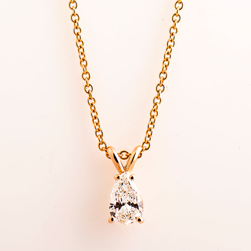 Classic Solitaire Pear Necklace