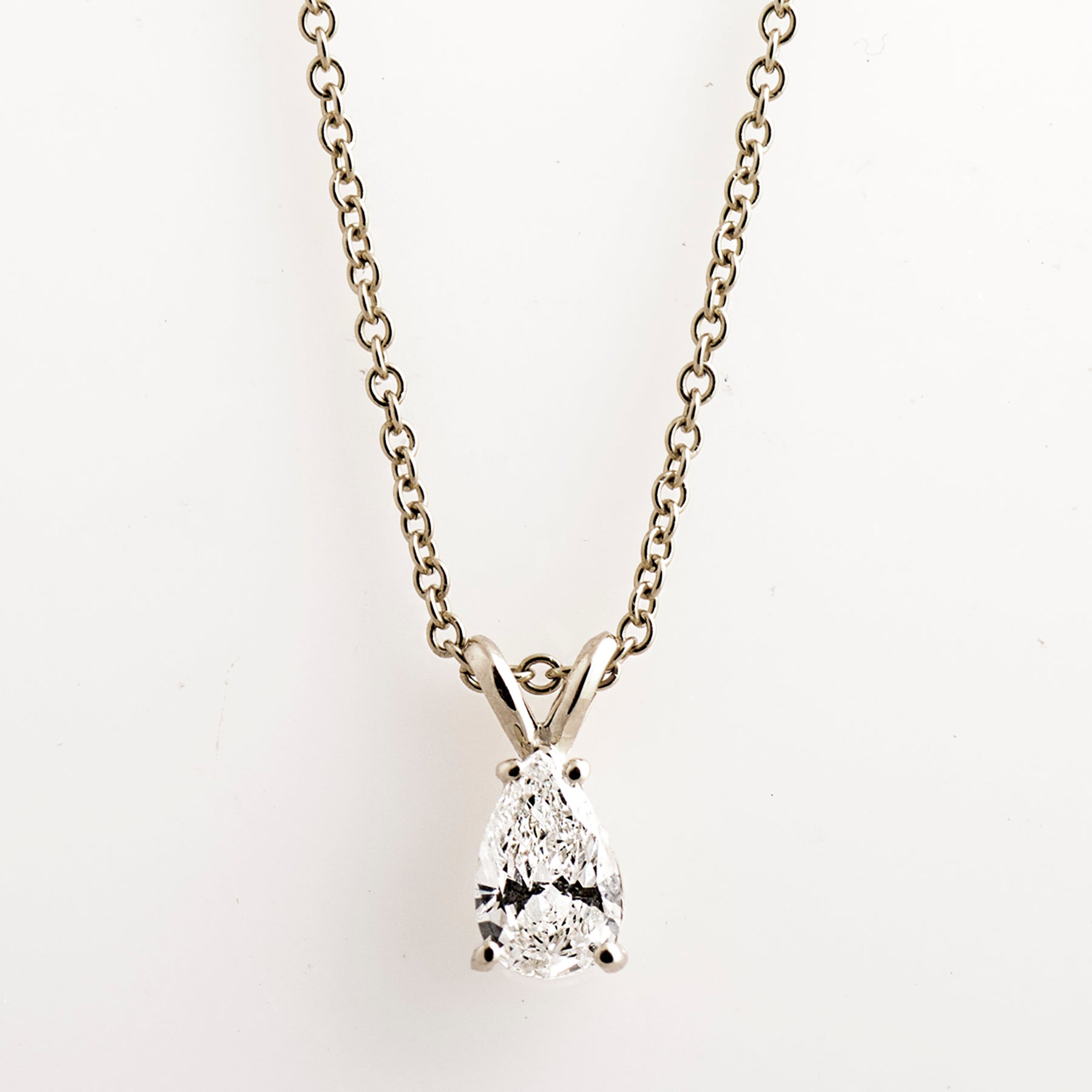 Classic Solitaire Pear Necklace