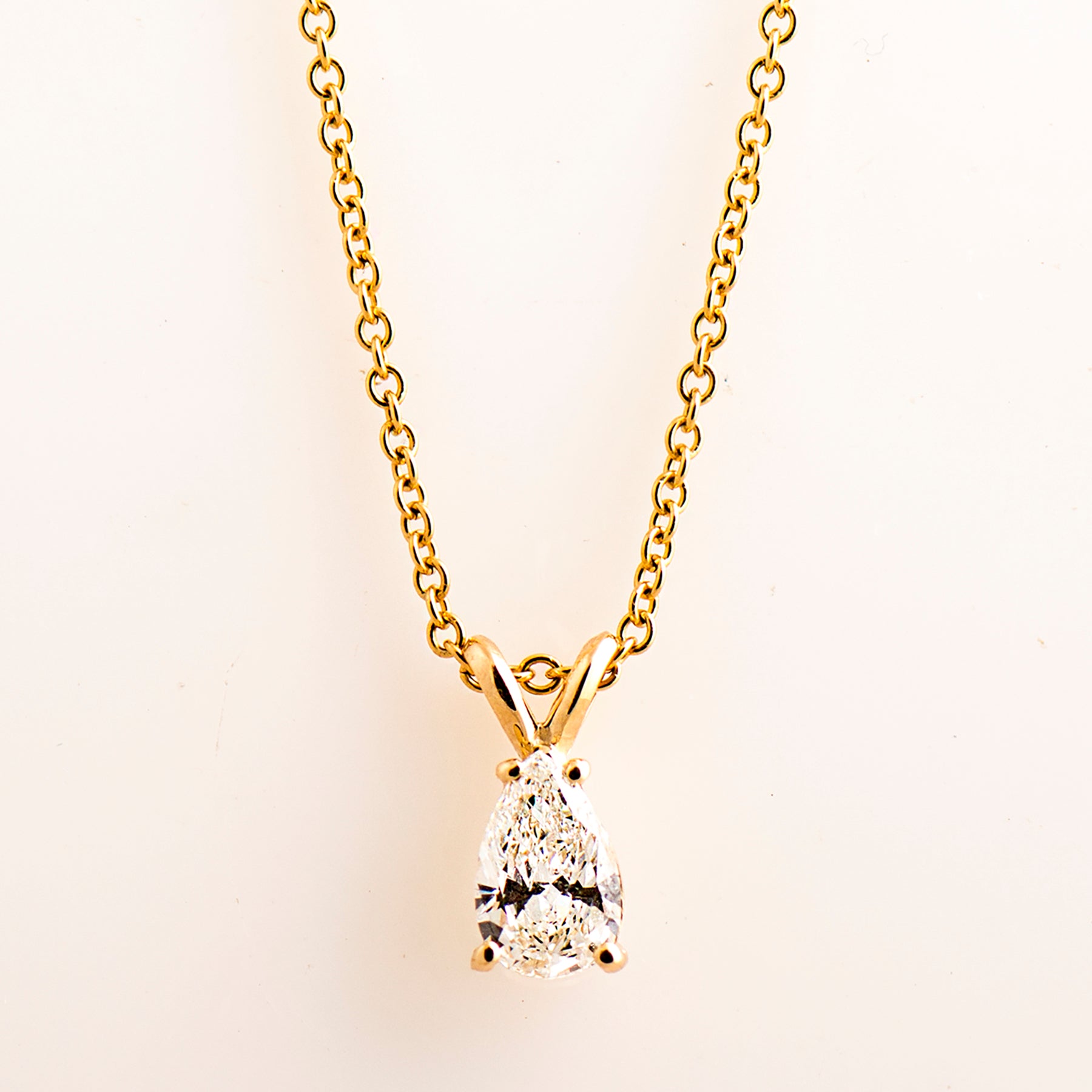 Classic Solitaire Pear Necklace