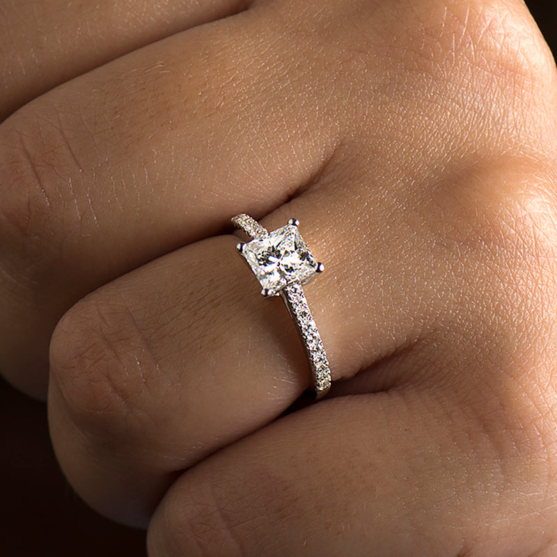 Pave Princess Engagement Ring