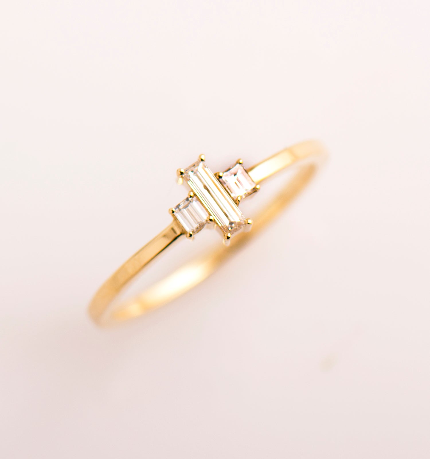 Three Stones long Baguette Ring