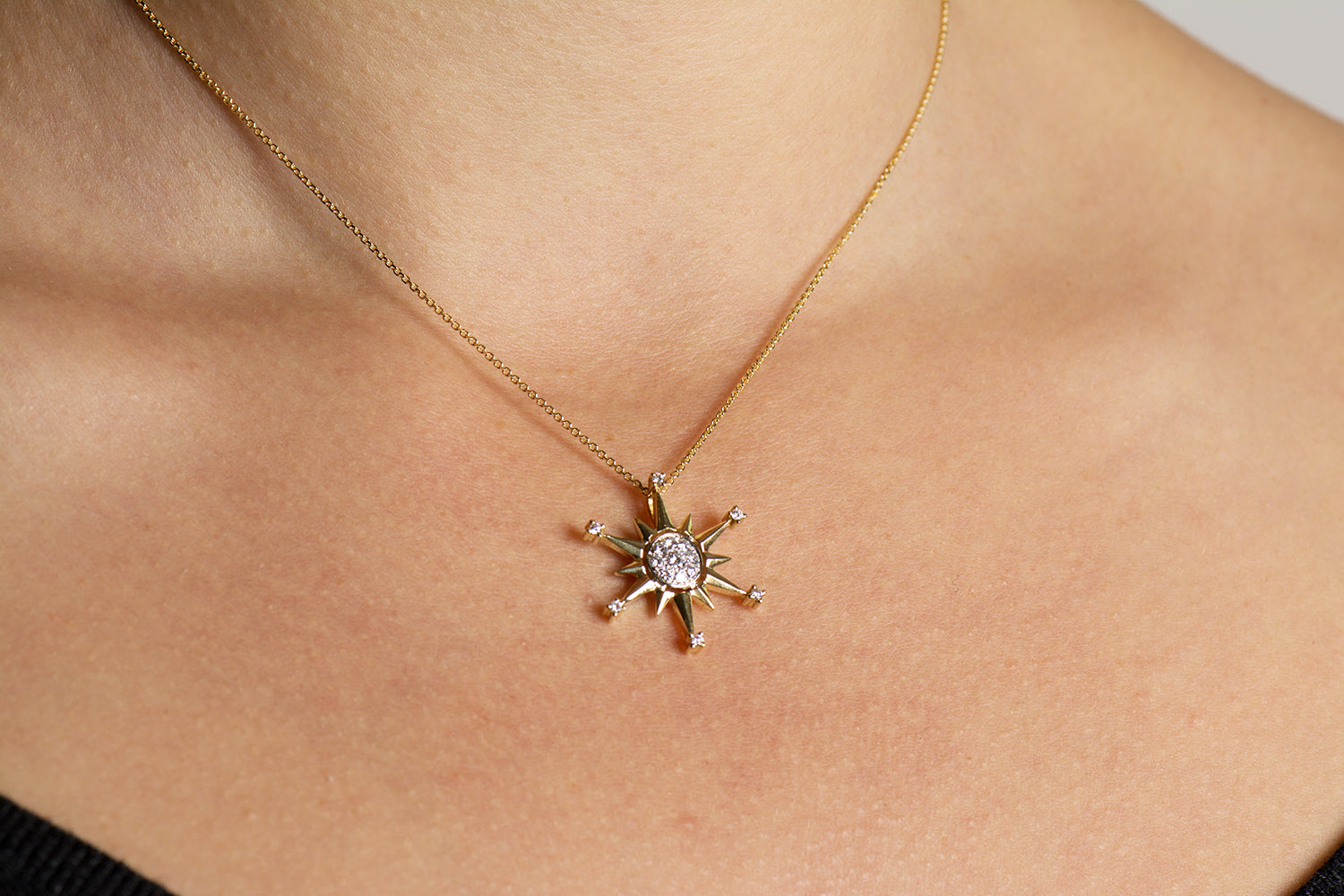 Diamonds Compass Necklace