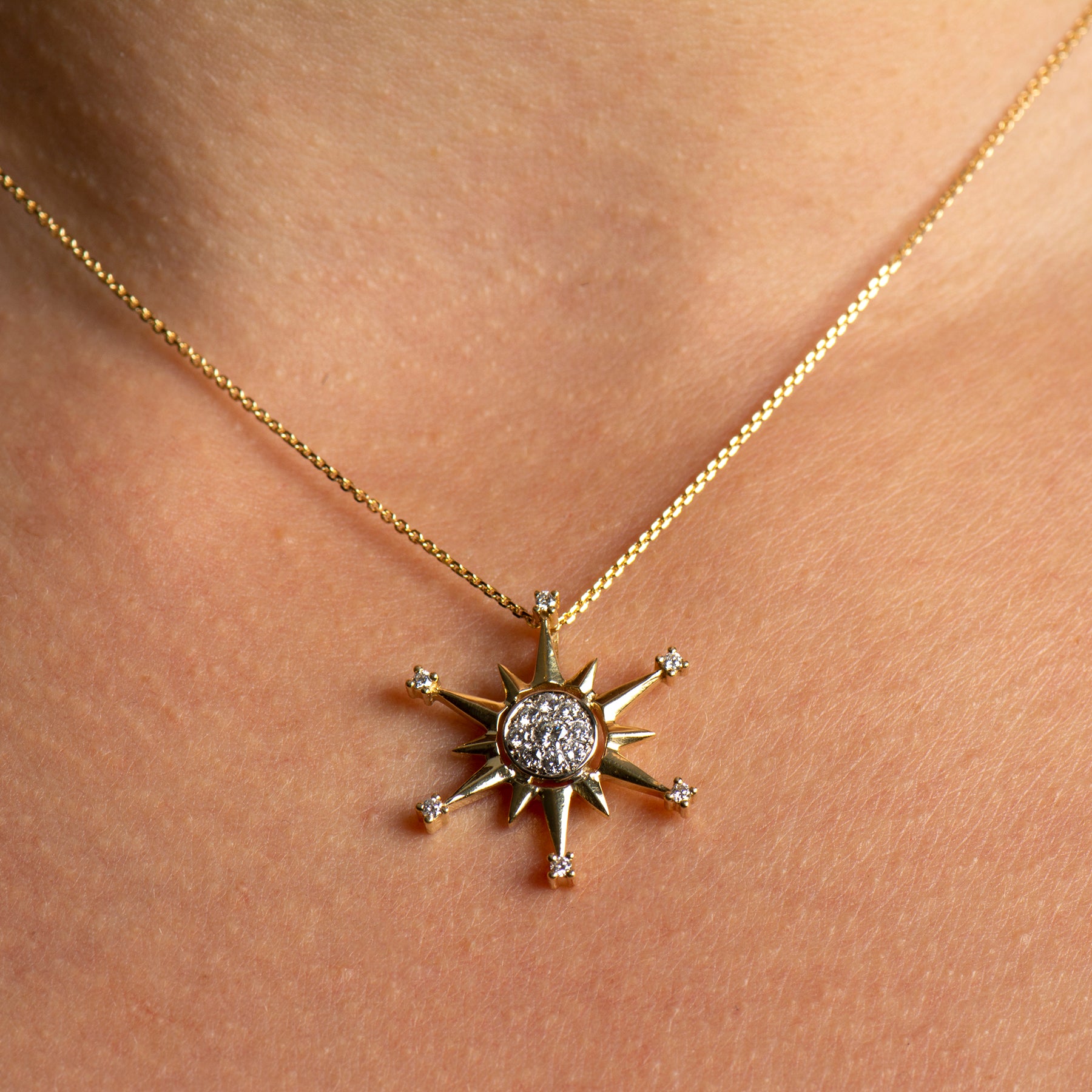 Diamonds Compass Necklace