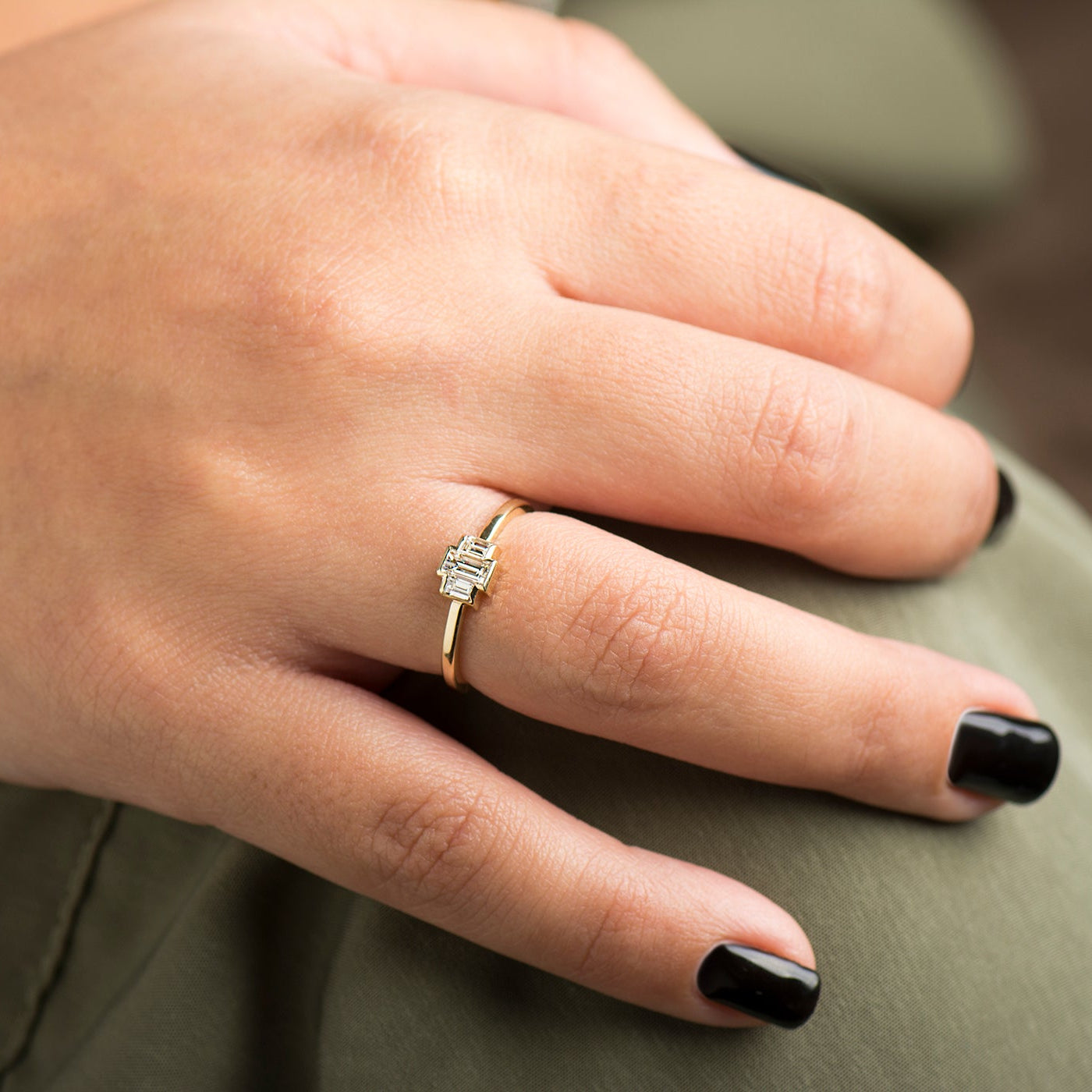 Baguette Engagement Ring - 14K Yellow Gold