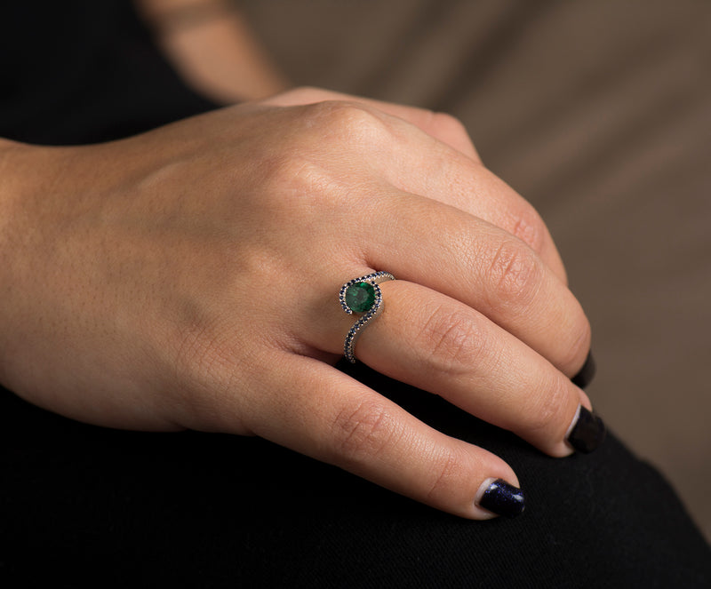 Twisted Emerald Engagement Ring