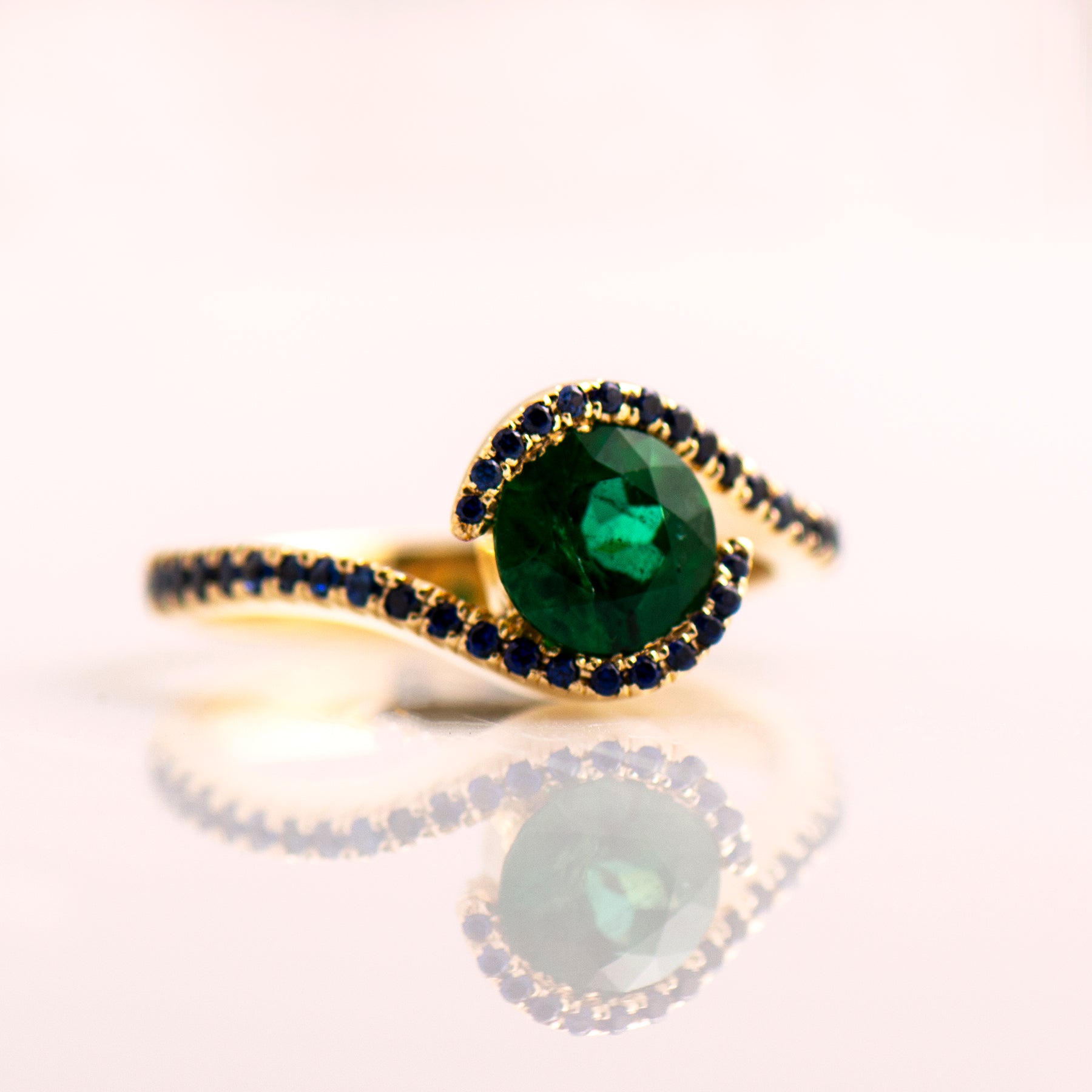 Twisted Emerald Engagement Ring