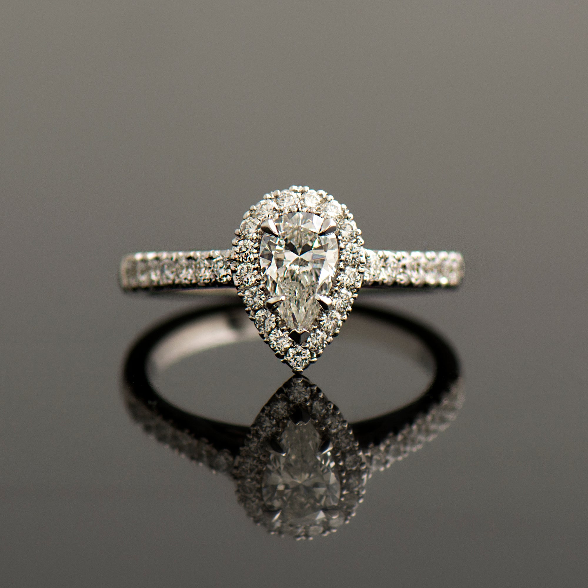Halo Pear Ring