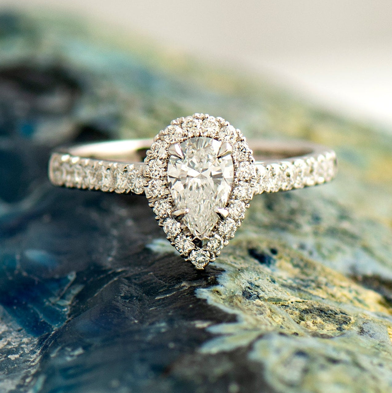 The Pear Halo Ring
