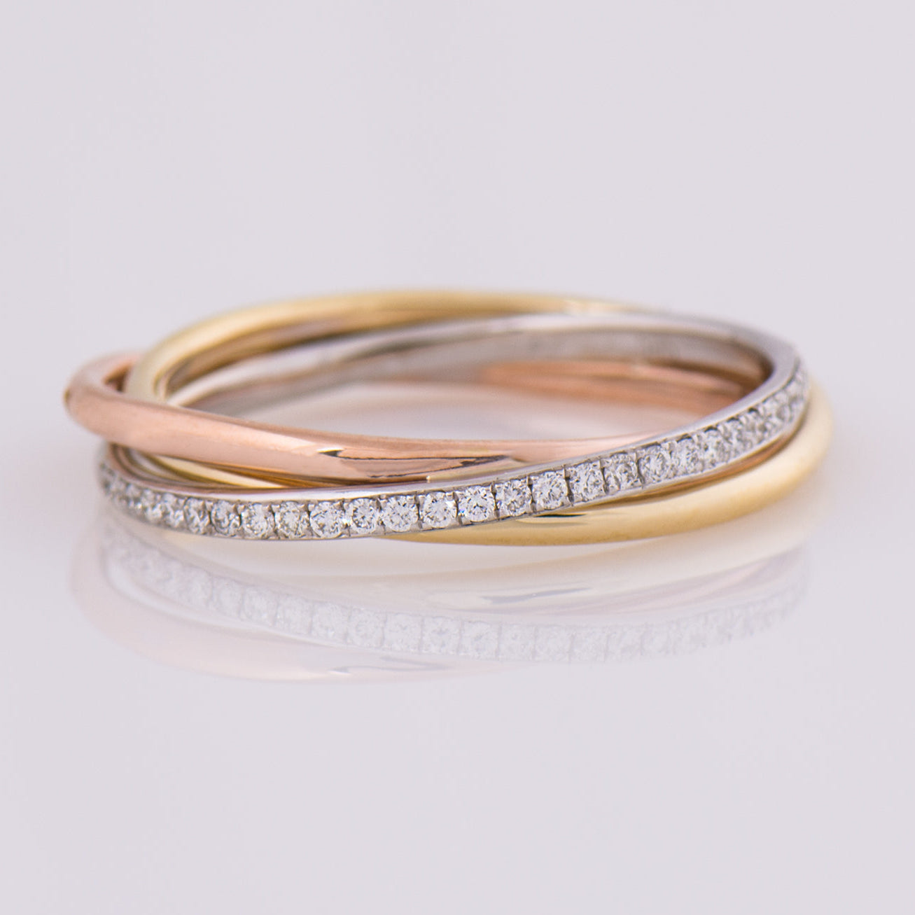 The Three Tone Interlocking Diamonds Ring