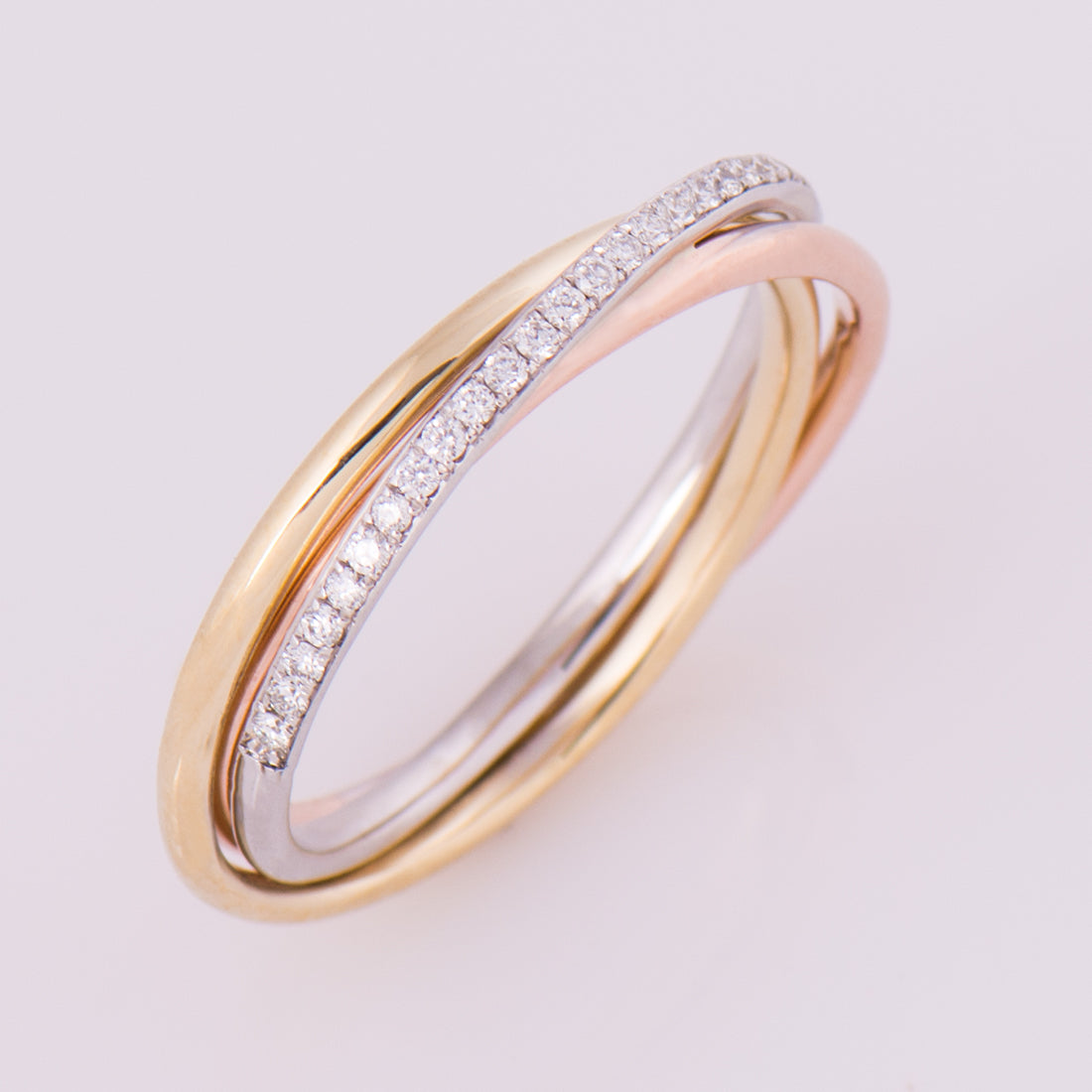 The Three Tone Interlocking Diamonds Ring