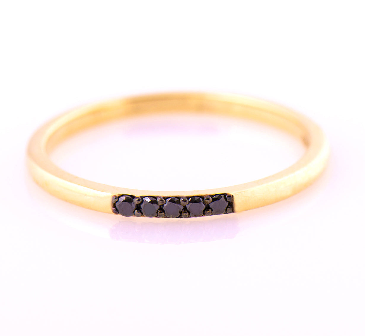 1.5 mm Black Diamond 5 Stone Ring