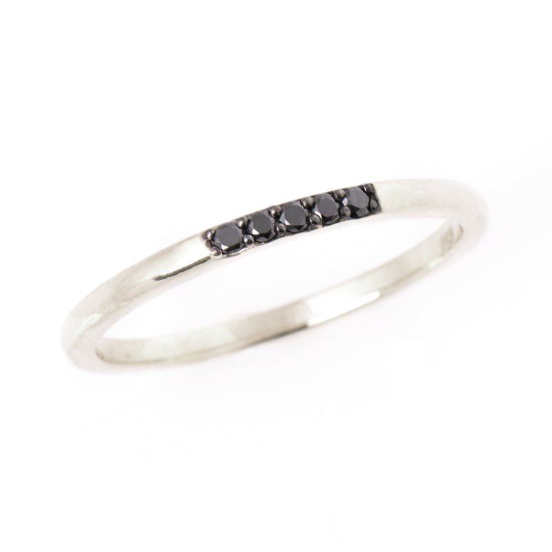 1.5 mm Black Diamond 5 Stone Ring