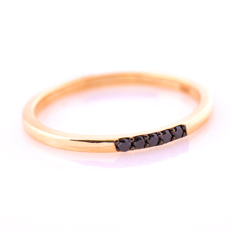 1.5 mm Black Diamond 5 Stone Ring