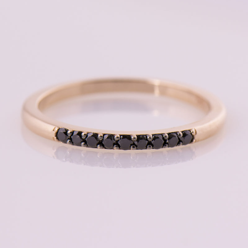 1.5 mm Black Diamond 9 Stone Ring