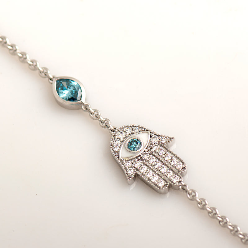 FengshuiGallary Gold Diamond Rainbow Crystal Hand Of Fatima Protection  Bracelet