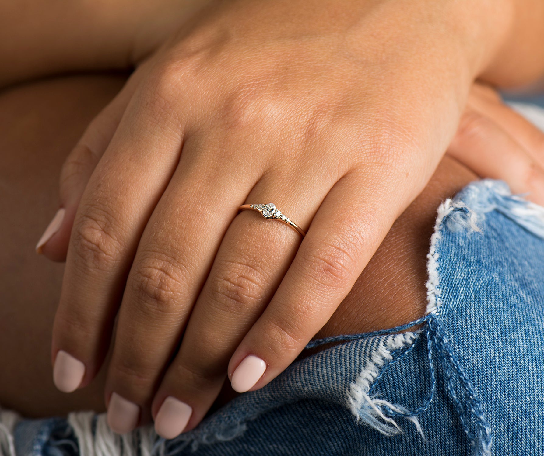 Tiny Oval Diamond Ring