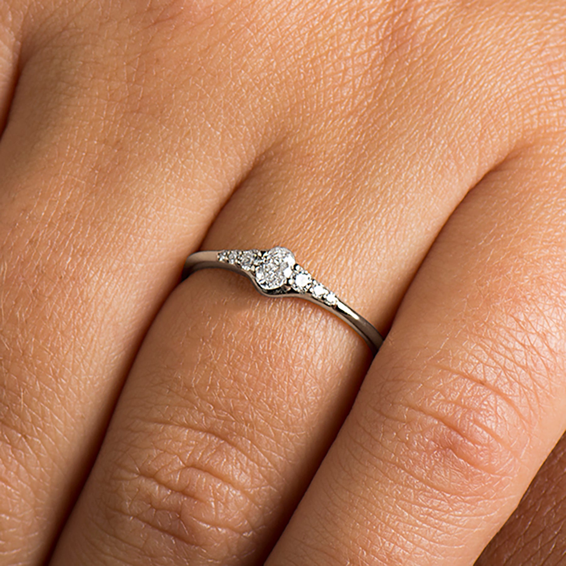 Tiny Oval Diamond Ring