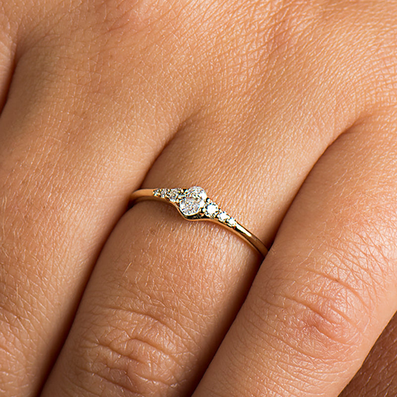 Oval Engagement Ring with Diamond Band, Olivia - Olivia Gioielli