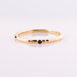 1.5 mm  Hammered Single Black Diamond Ring