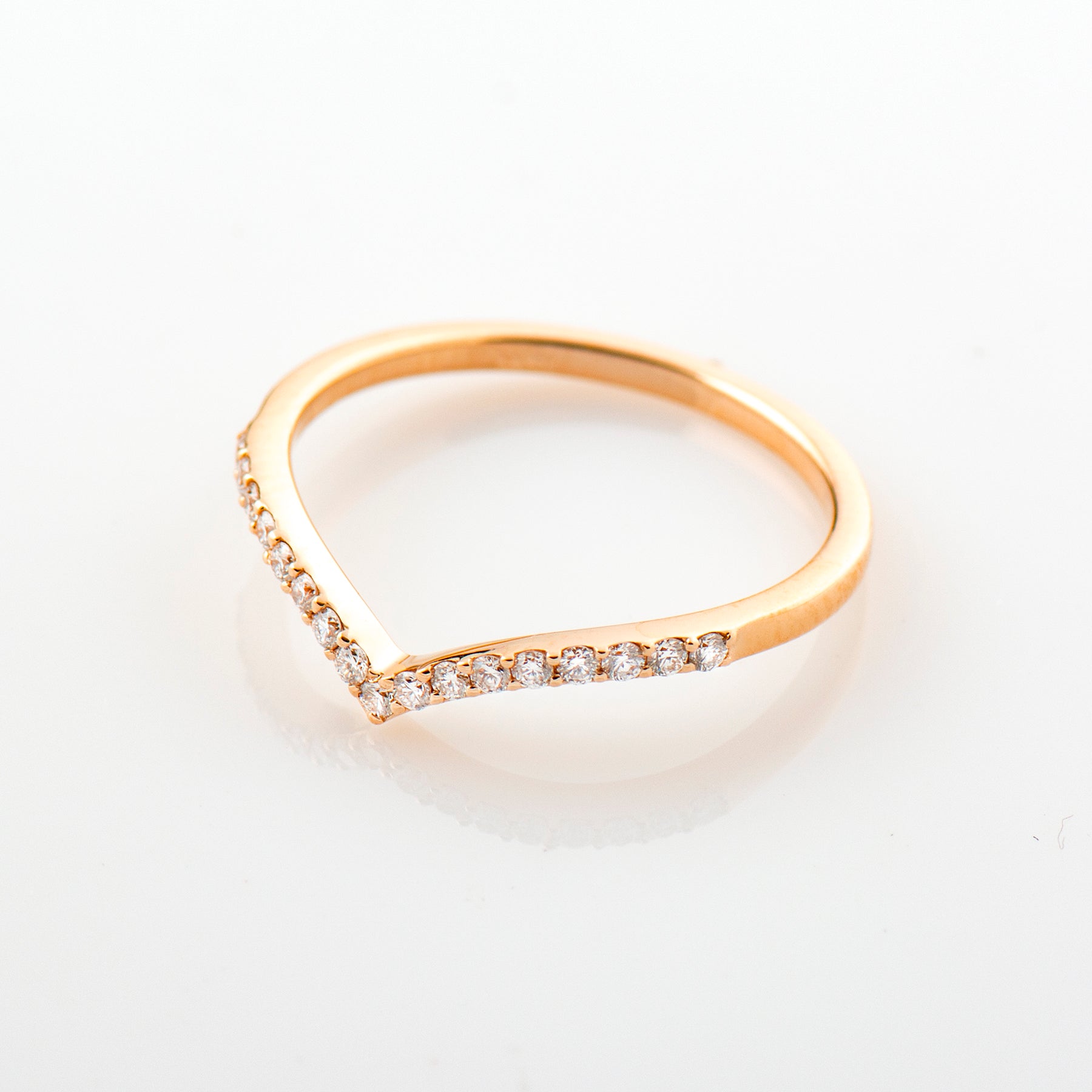 Half Eternity V Shape Thin Diamonds Ring