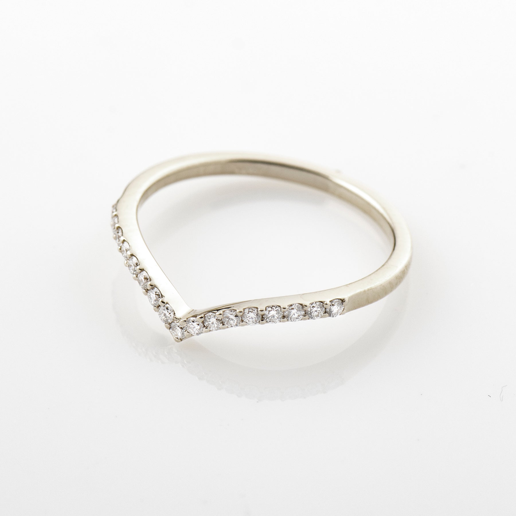 Half Eternity V Shape Thin Diamonds Ring