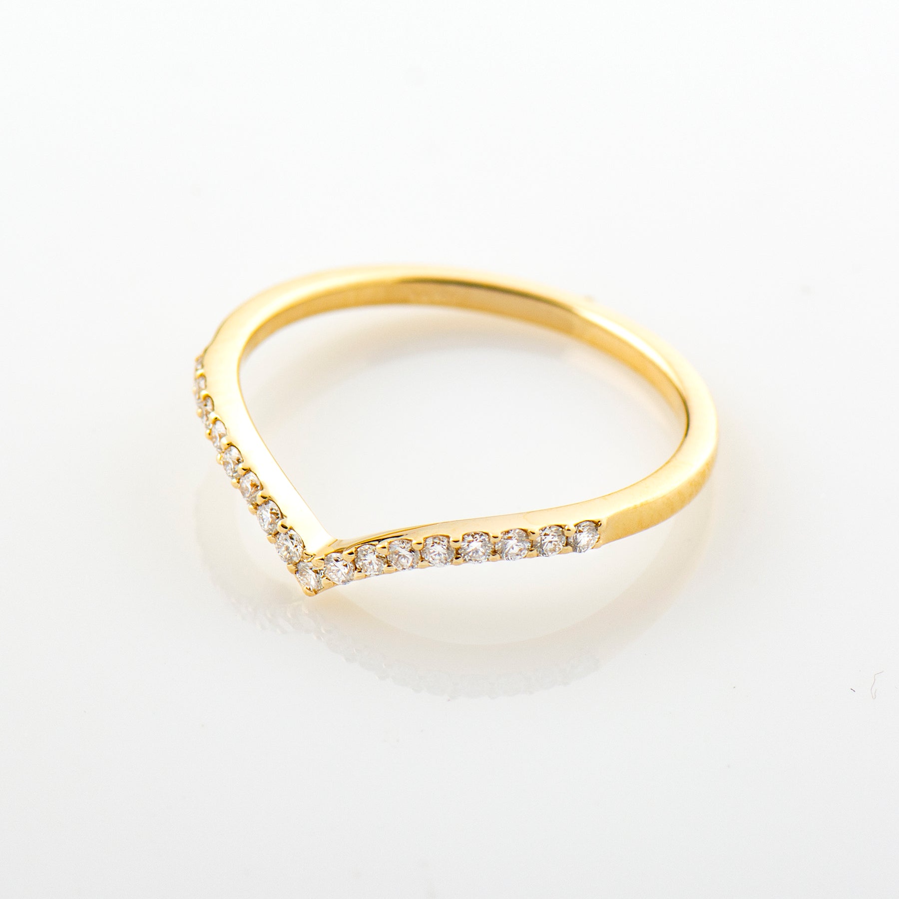 Half Eternity V Shape Thin Diamonds Ring