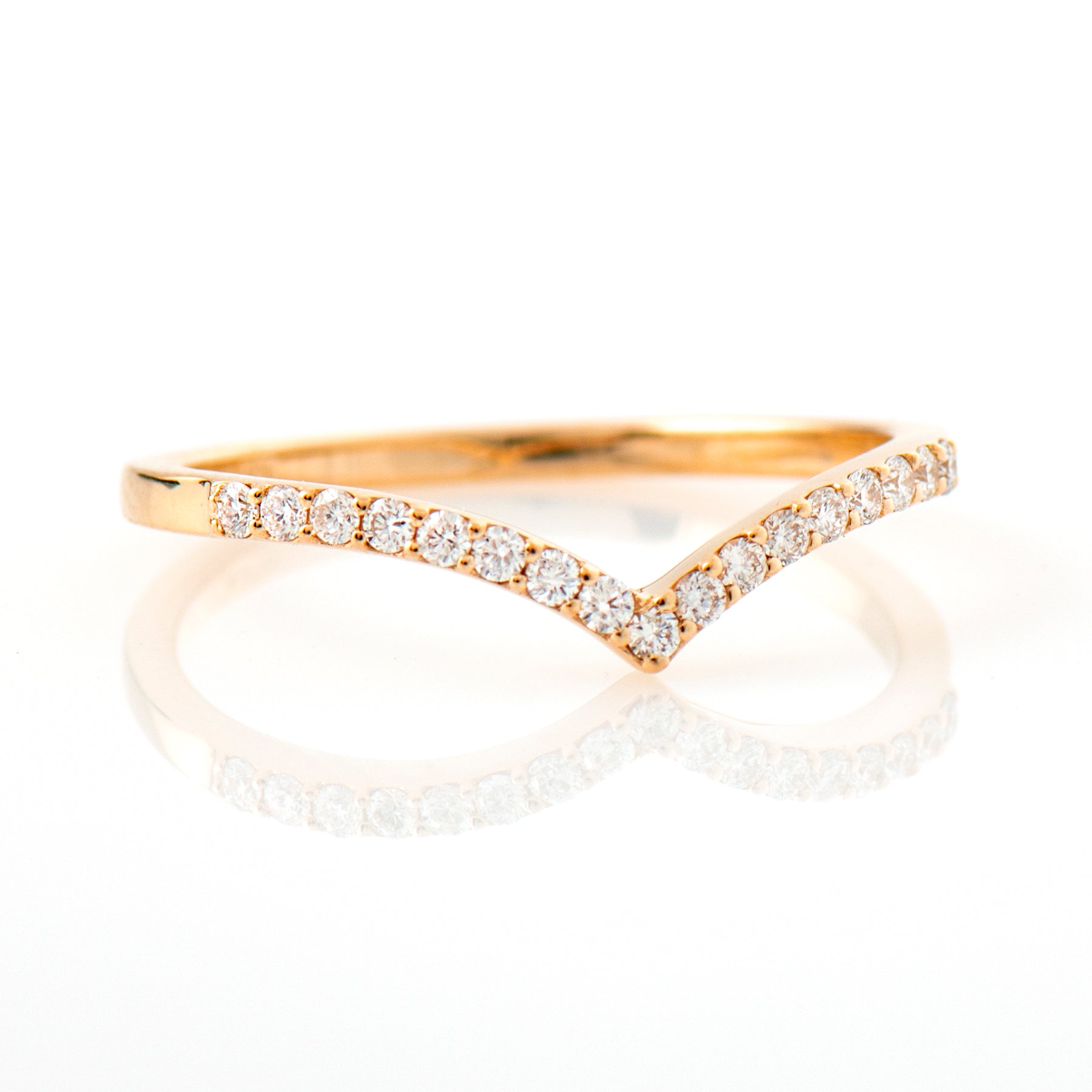 Half Eternity V Shape Thin Diamonds Ring