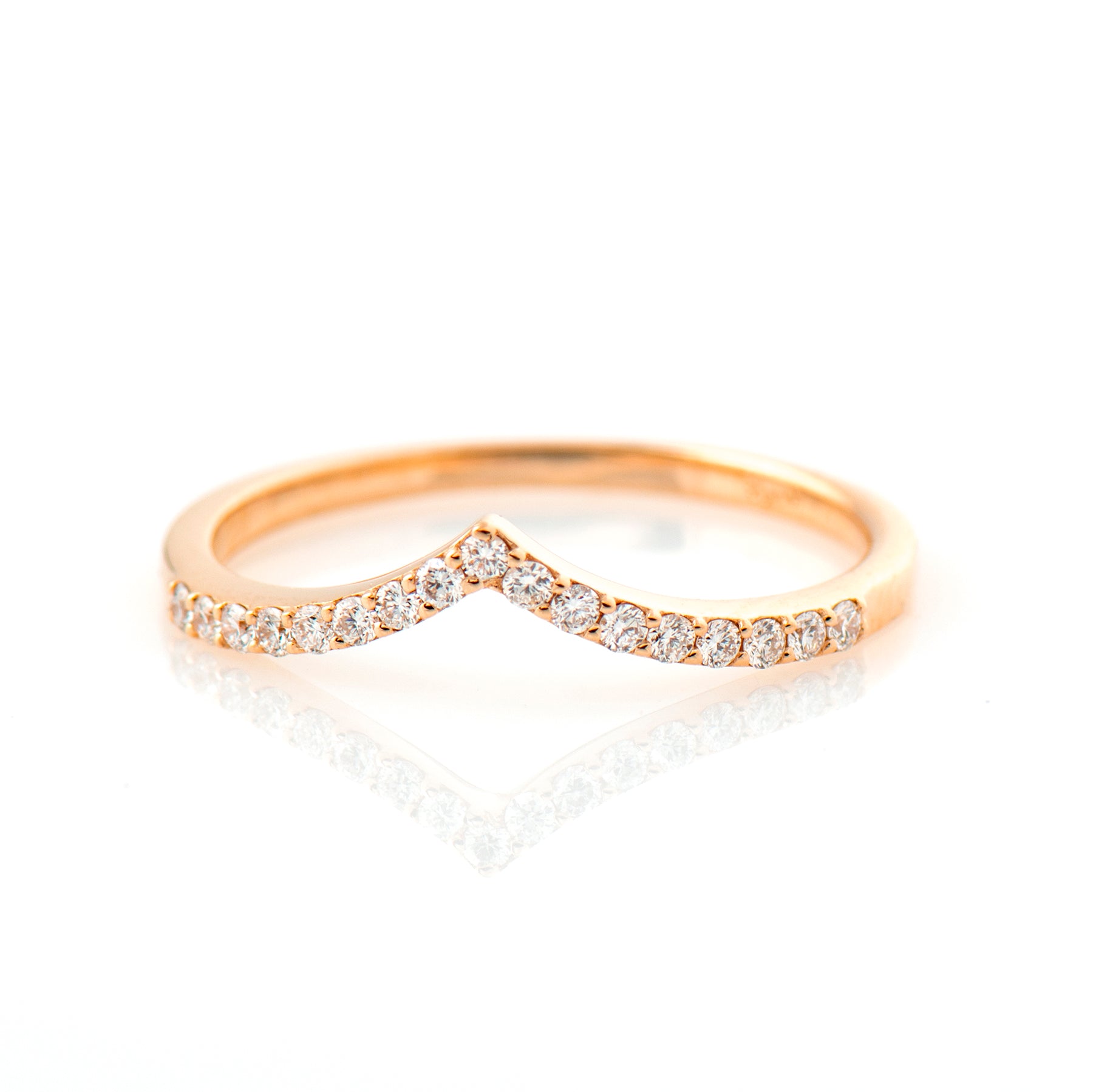 Half Eternity V Shape Thin Diamonds Ring