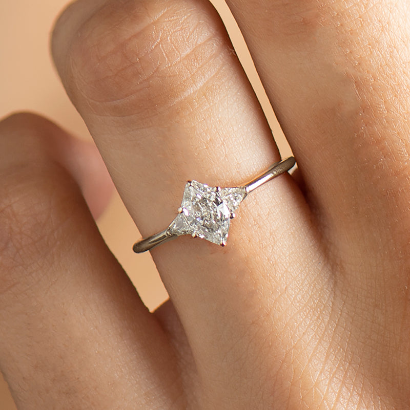 Kite Set Swirl Asscher Cut Engagement Ring In White Gold | Fascinating  Diamonds